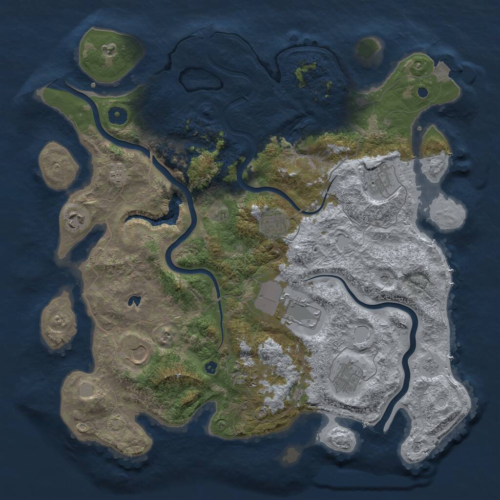 Rust Map: Procedural Map, Size: 4000, Seed: 8675310, 12 Monuments
