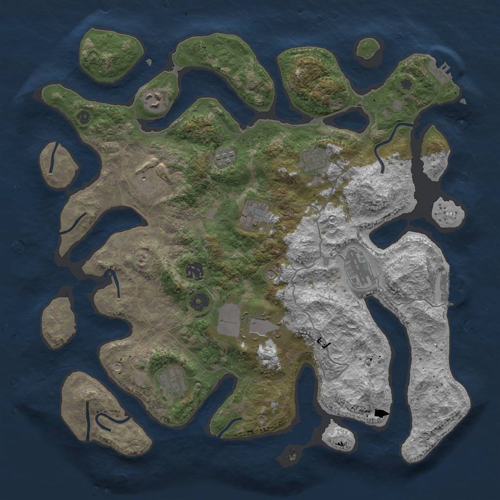 Rust Map: Procedural Map, Size: 4000, Seed: 8675310, 14 Monuments