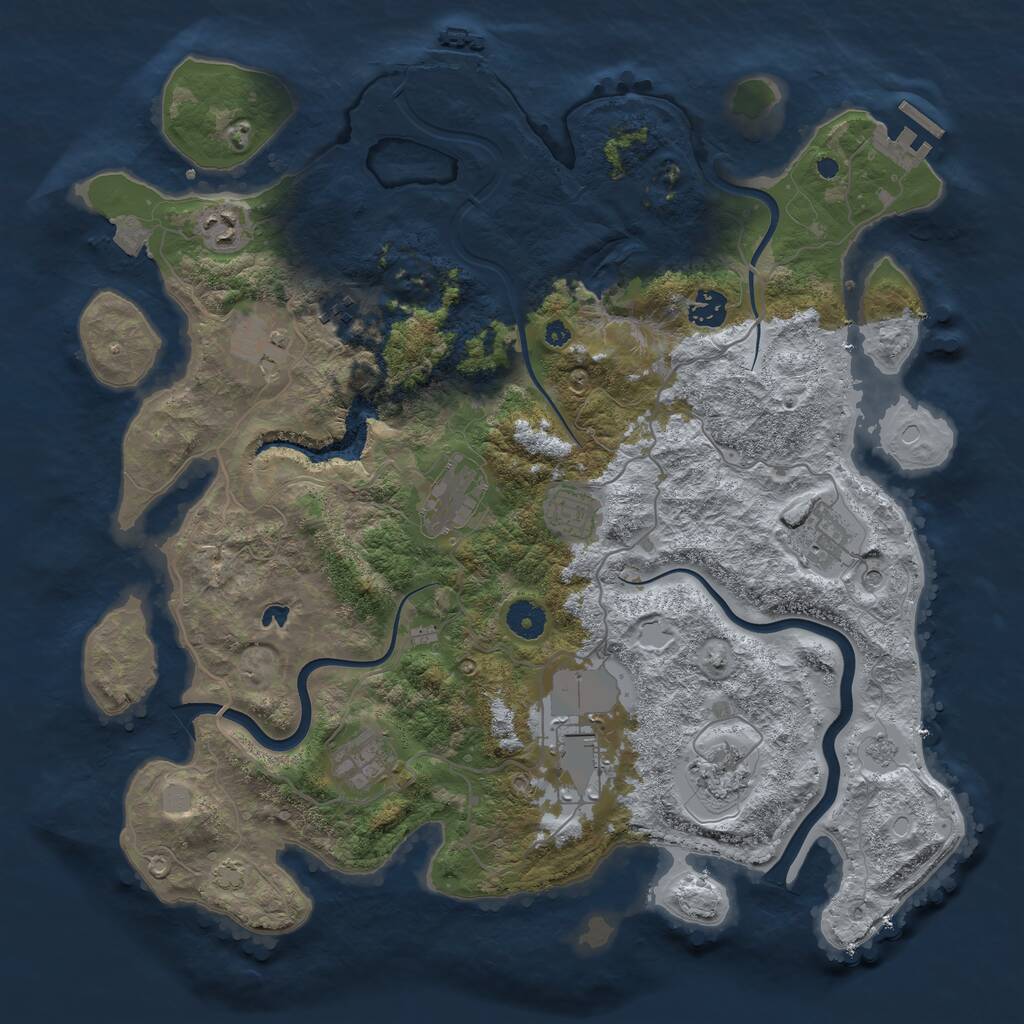 Rust Map: Procedural Map, Size: 4000, Seed: 8675310, 16 Monuments