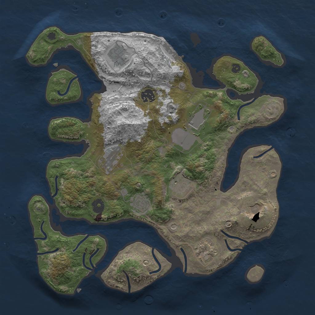 Rust Map: Procedural Map, Size: 3500, Seed: 789379188, 12 Monuments