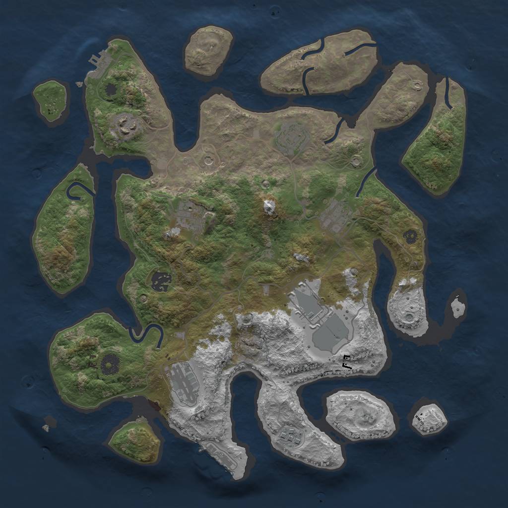 Rust Map: Procedural Map, Size: 3700, Seed: 368514216, 13 Monuments