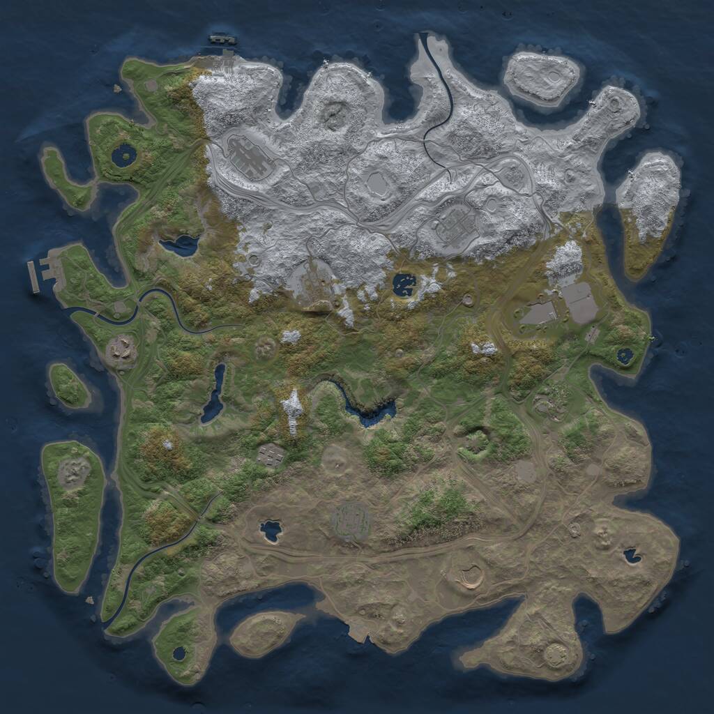 Rust Map: Procedural Map, Size: 4500, Seed: 942897868, 16 Monuments