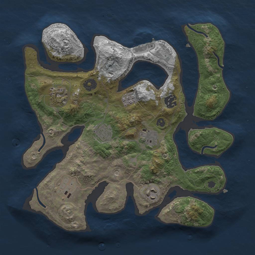 Rust Map: Procedural Map, Size: 3000, Seed: 1885252241, 11 Monuments