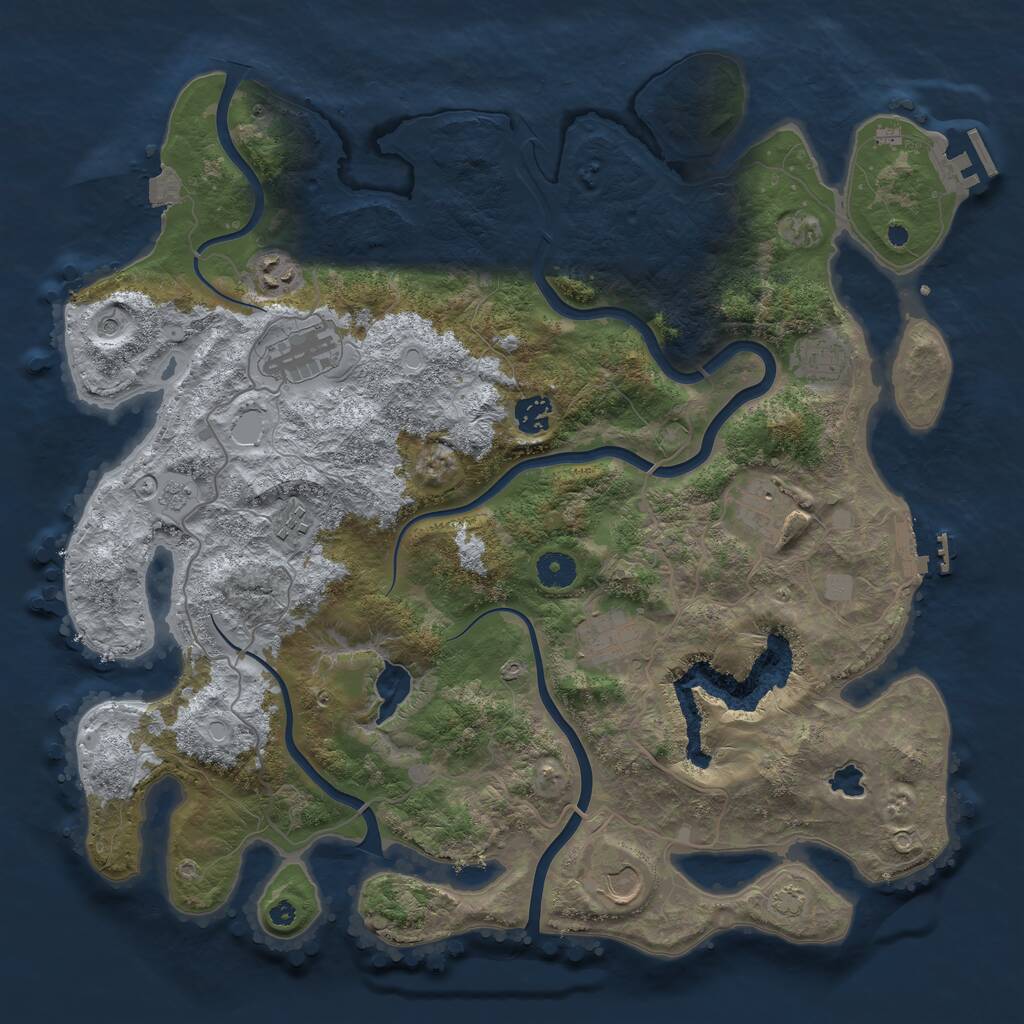 Rust Map: Procedural Map, Size: 4050, Seed: 213458660, 14 Monuments