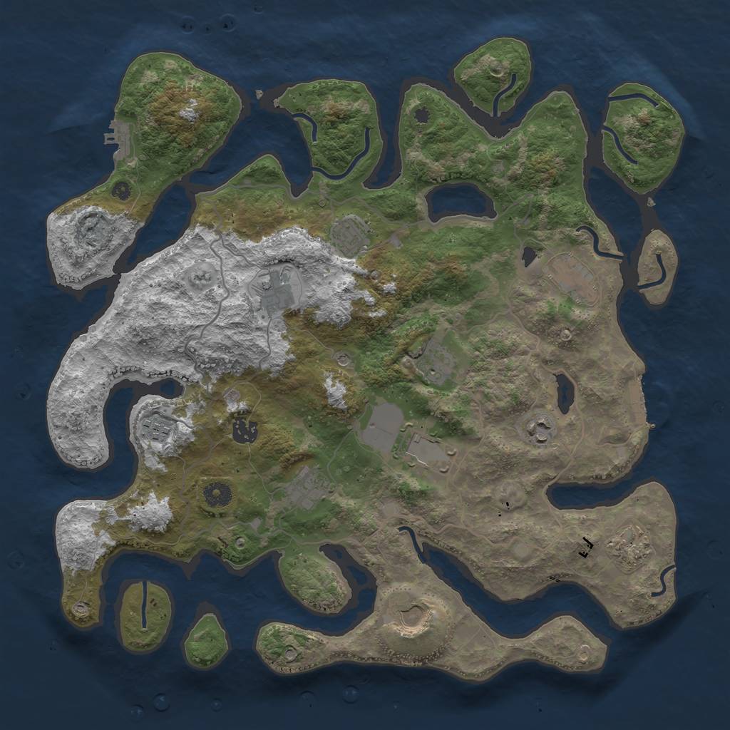 Rust Map: Procedural Map, Size: 4050, Seed: 213458660, 16 Monuments