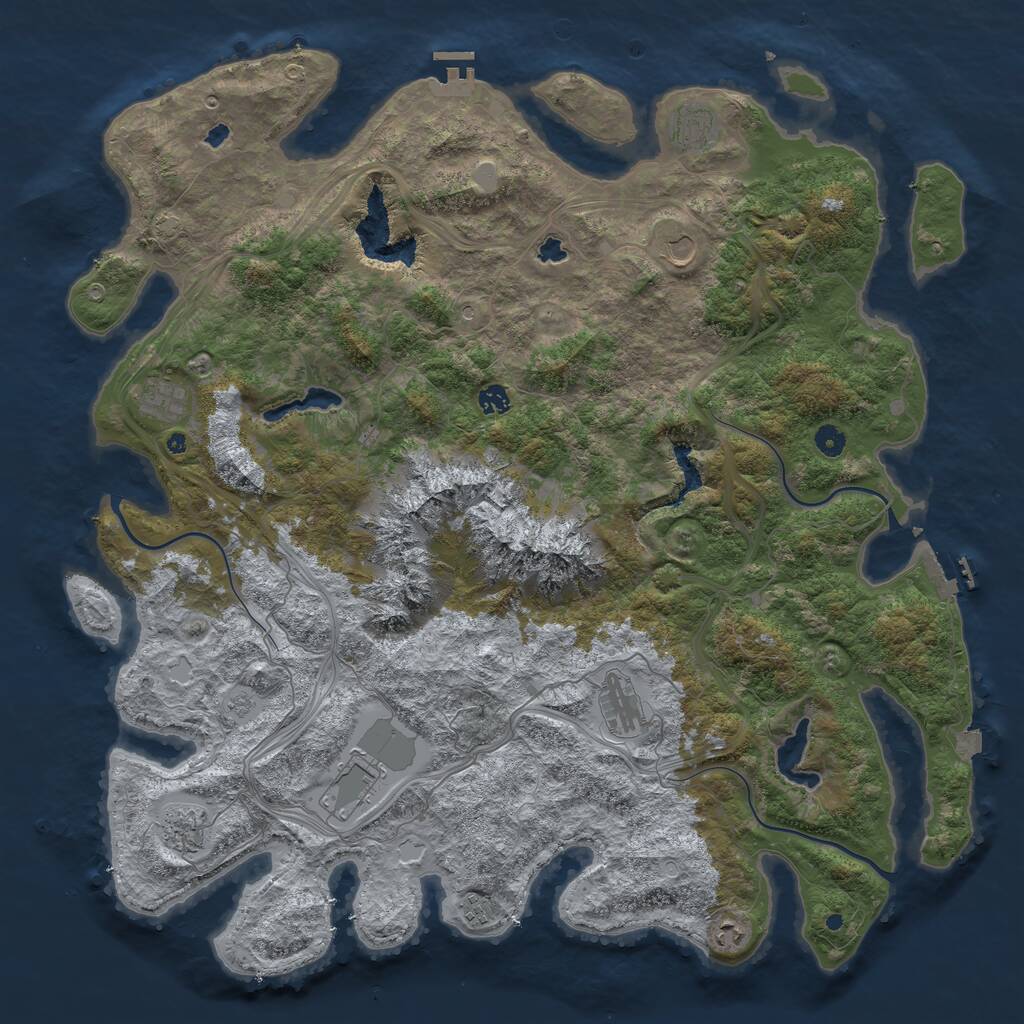 Rust Map: Procedural Map, Size: 5000, Seed: 64734, 15 Monuments