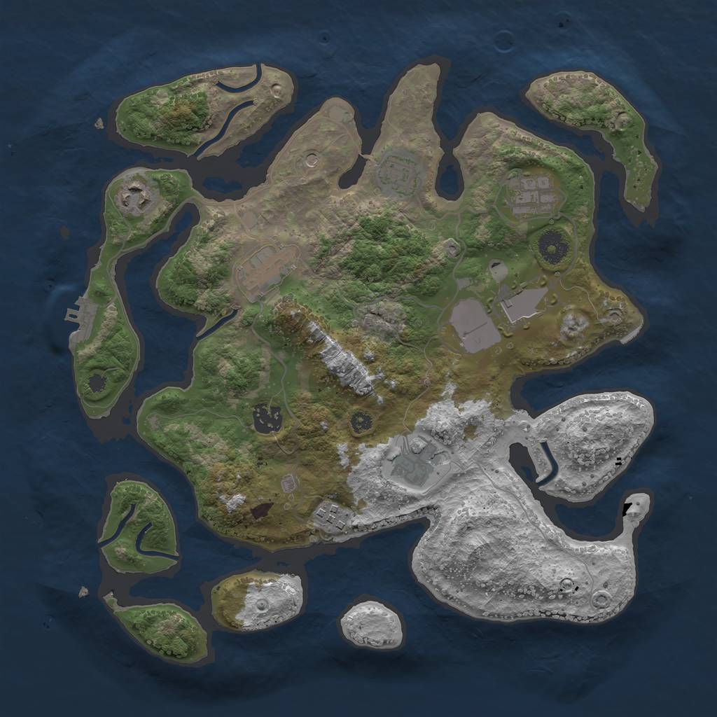 Rust Map: Procedural Map, Size: 3500, Seed: 27258, 12 Monuments