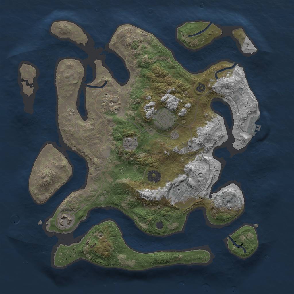 Rust Map: Procedural Map, Size: 3300, Seed: 2422325, 9 Monuments