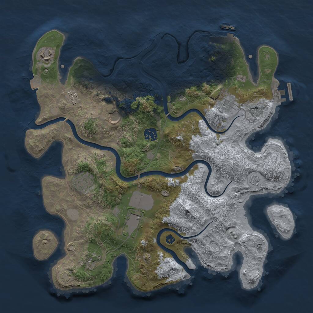 Rust Map: Procedural Map, Size: 3500, Seed: 47489574, 14 Monuments