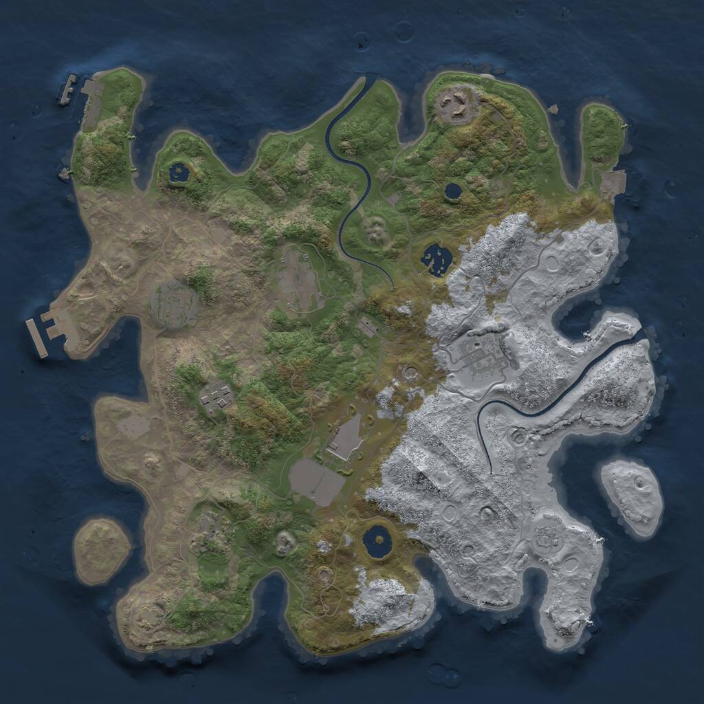 Rust Map: Procedural Map, Size: 3500, Seed: 47489574, 14 Monuments