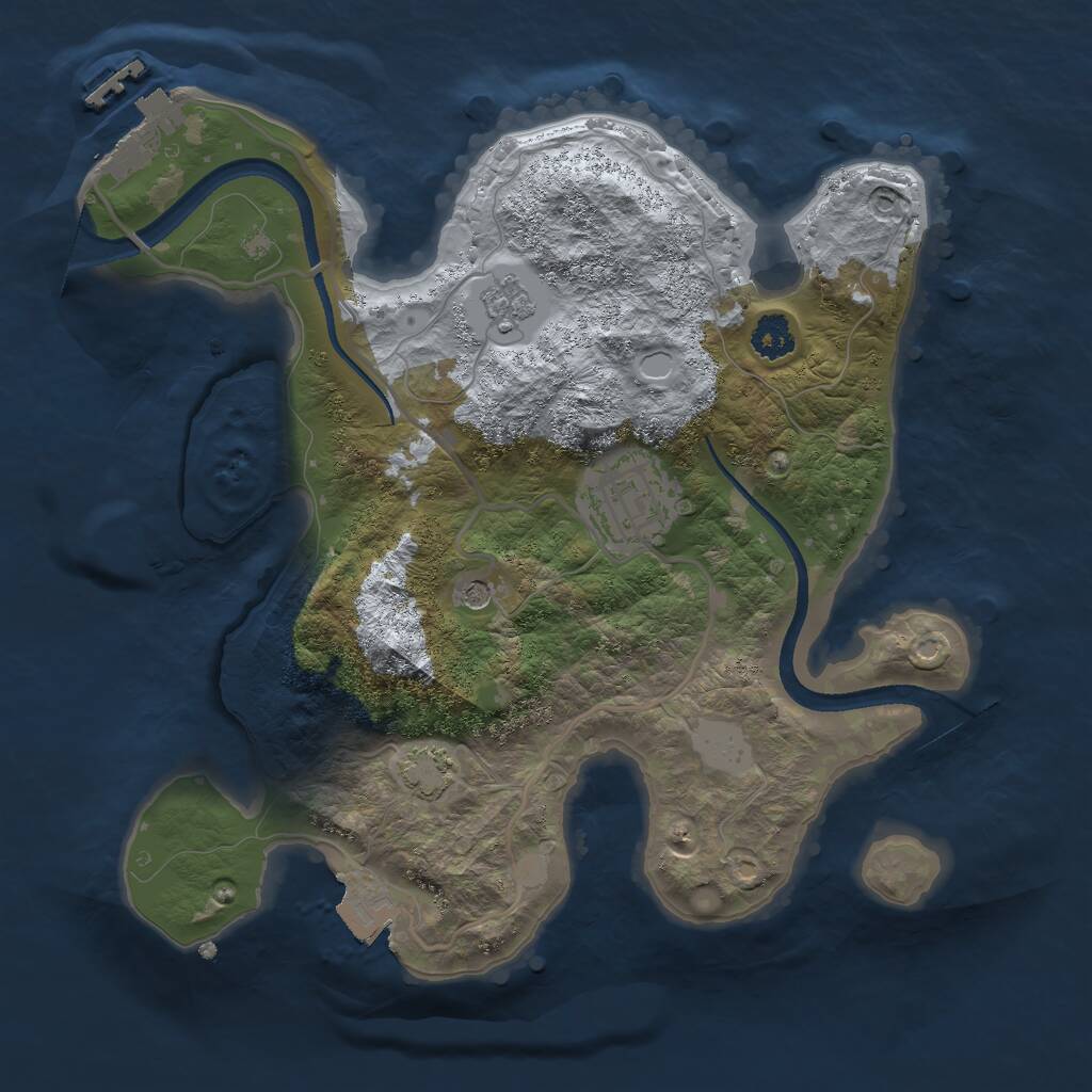 Rust Map: Procedural Map, Size: 2499, Seed: 1, 6 Monuments