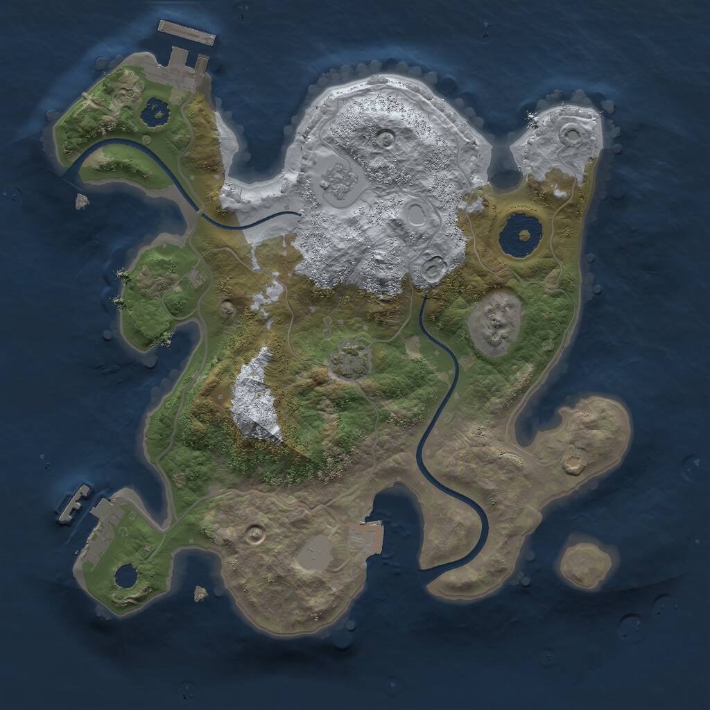 Rust Map: Procedural Map, Size: 2499, Seed: 1, 5 Monuments