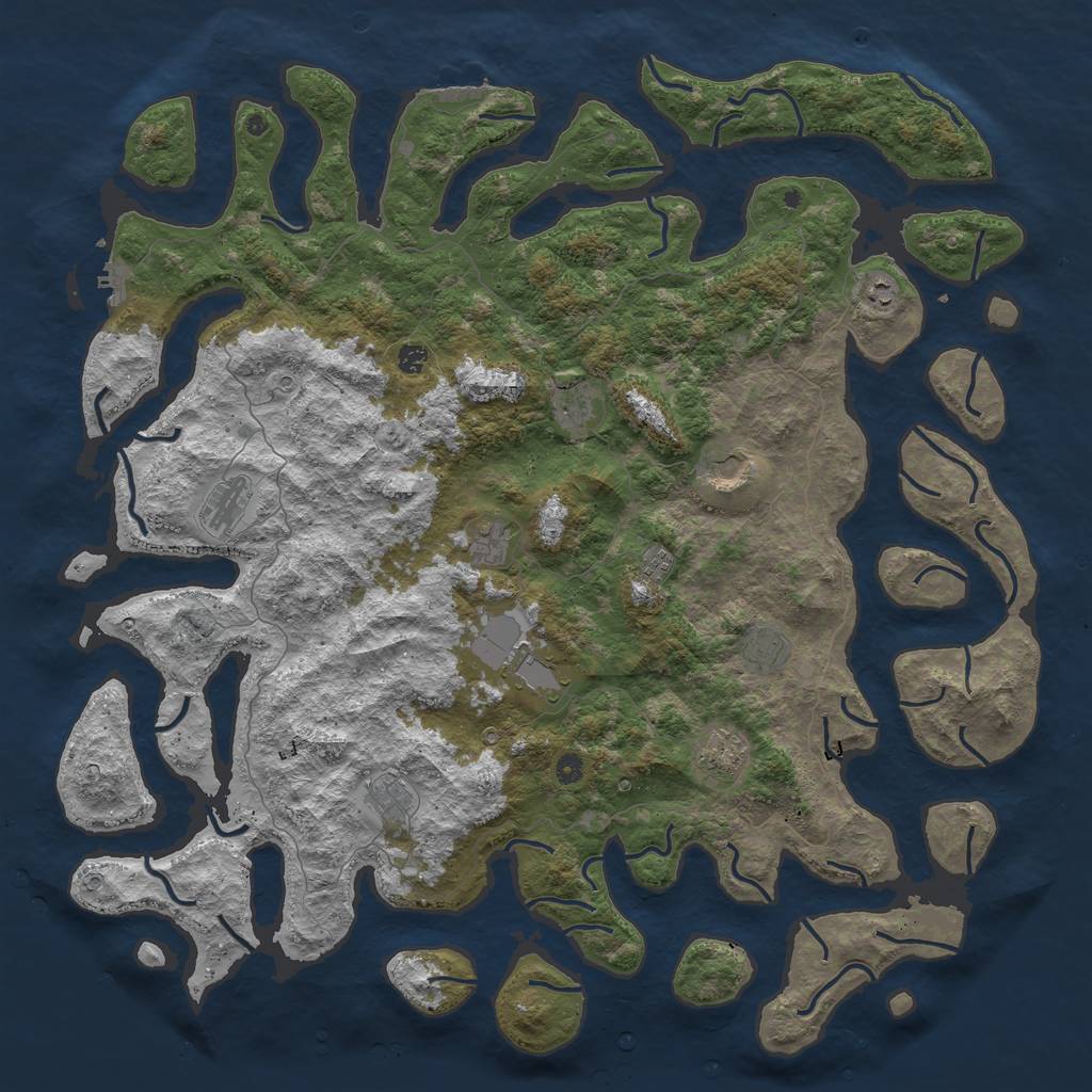 Rust Map: Procedural Map, Size: 5500, Seed: 18745, 16 Monuments