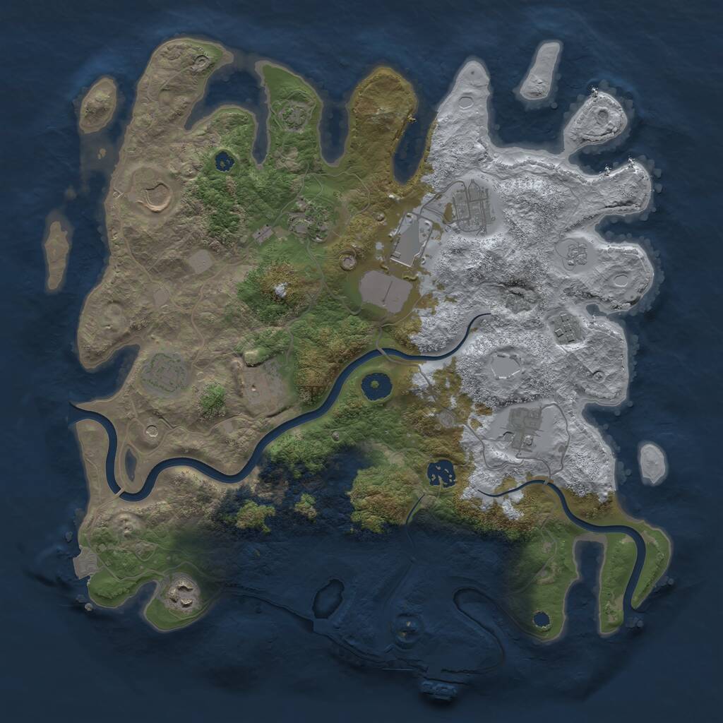 Rust Map: Procedural Map, Size: 3800, Seed: 766646, 15 Monuments