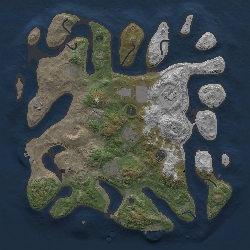 Rust Map: Procedural Map, Size: 3800, Seed: 766646, 14 Monuments