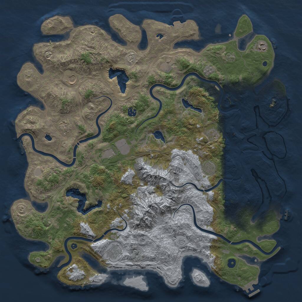 Rust Map: Procedural Map, Size: 5000, Seed: 778899, 16 Monuments