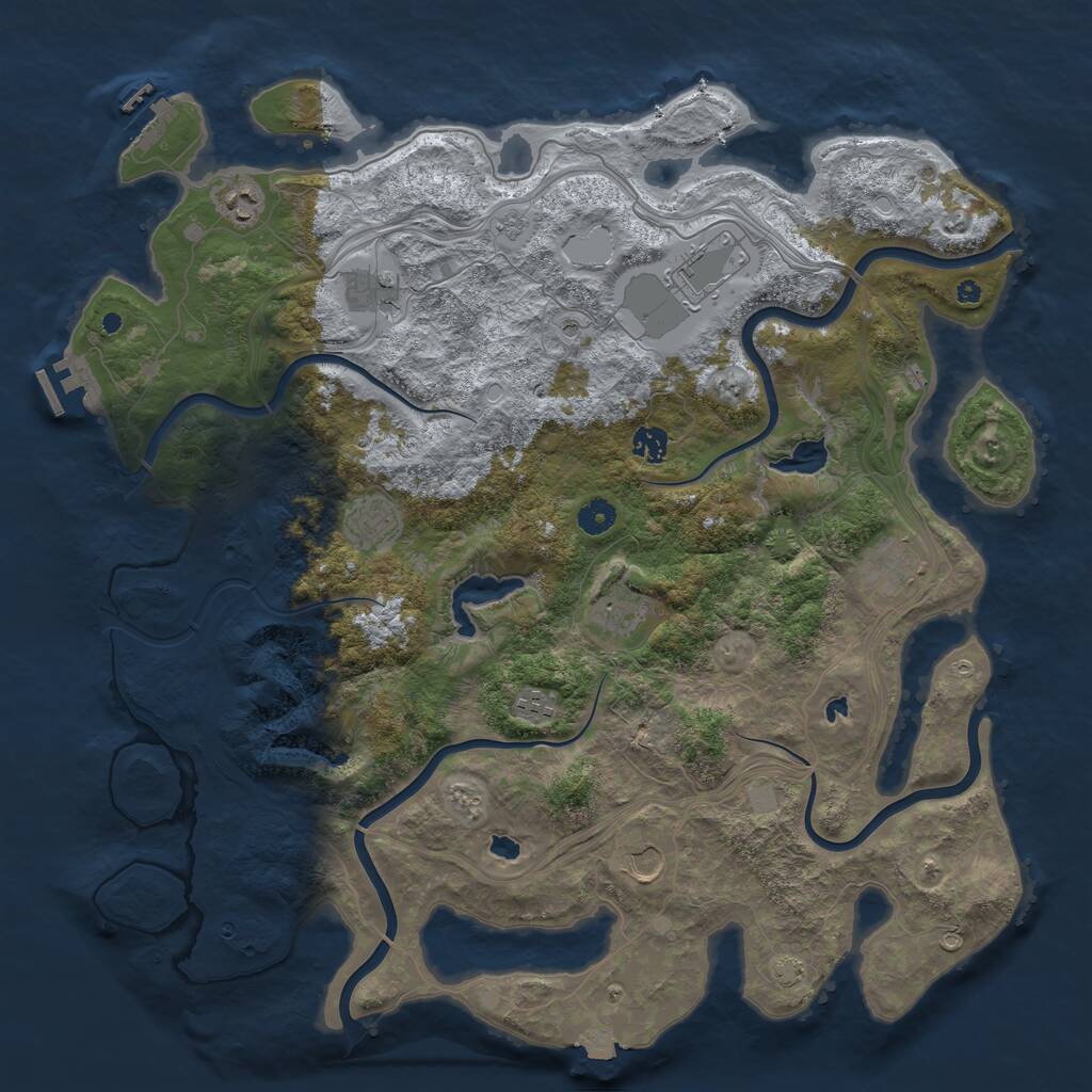 Rust Map: Procedural Map, Size: 4500, Seed: 610858644, 15 Monuments