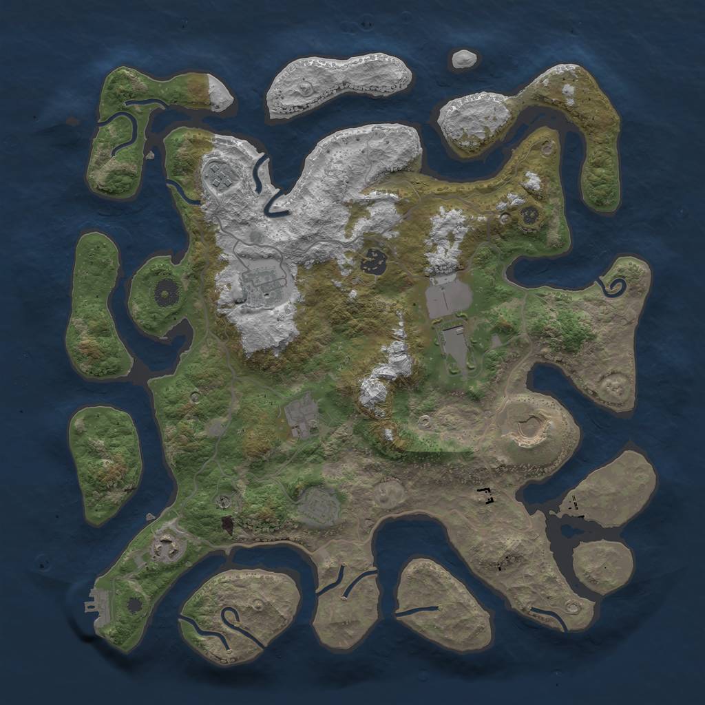 Rust Map: Procedural Map, Size: 4000, Seed: 1855309790, 12 Monuments