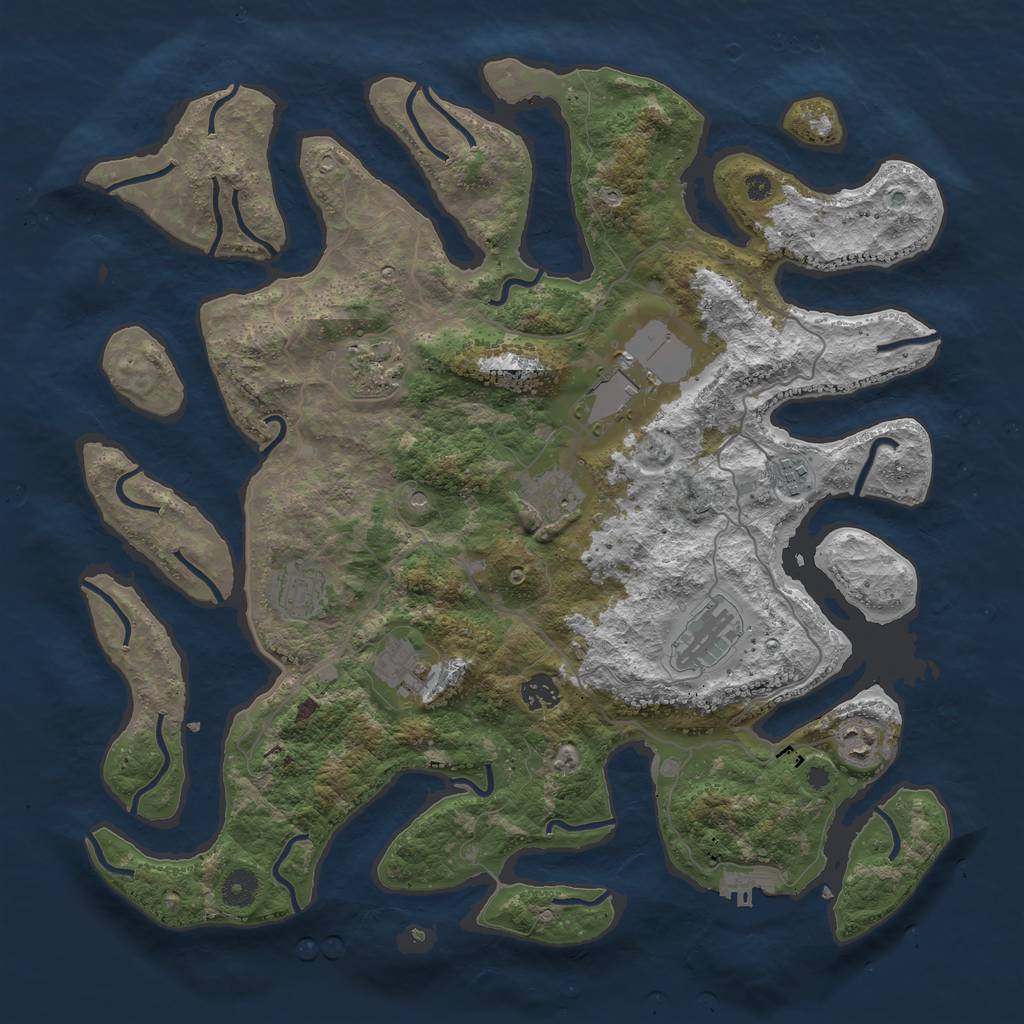 Rust Map: Procedural Map, Size: 4100, Seed: 323202, 13 Monuments