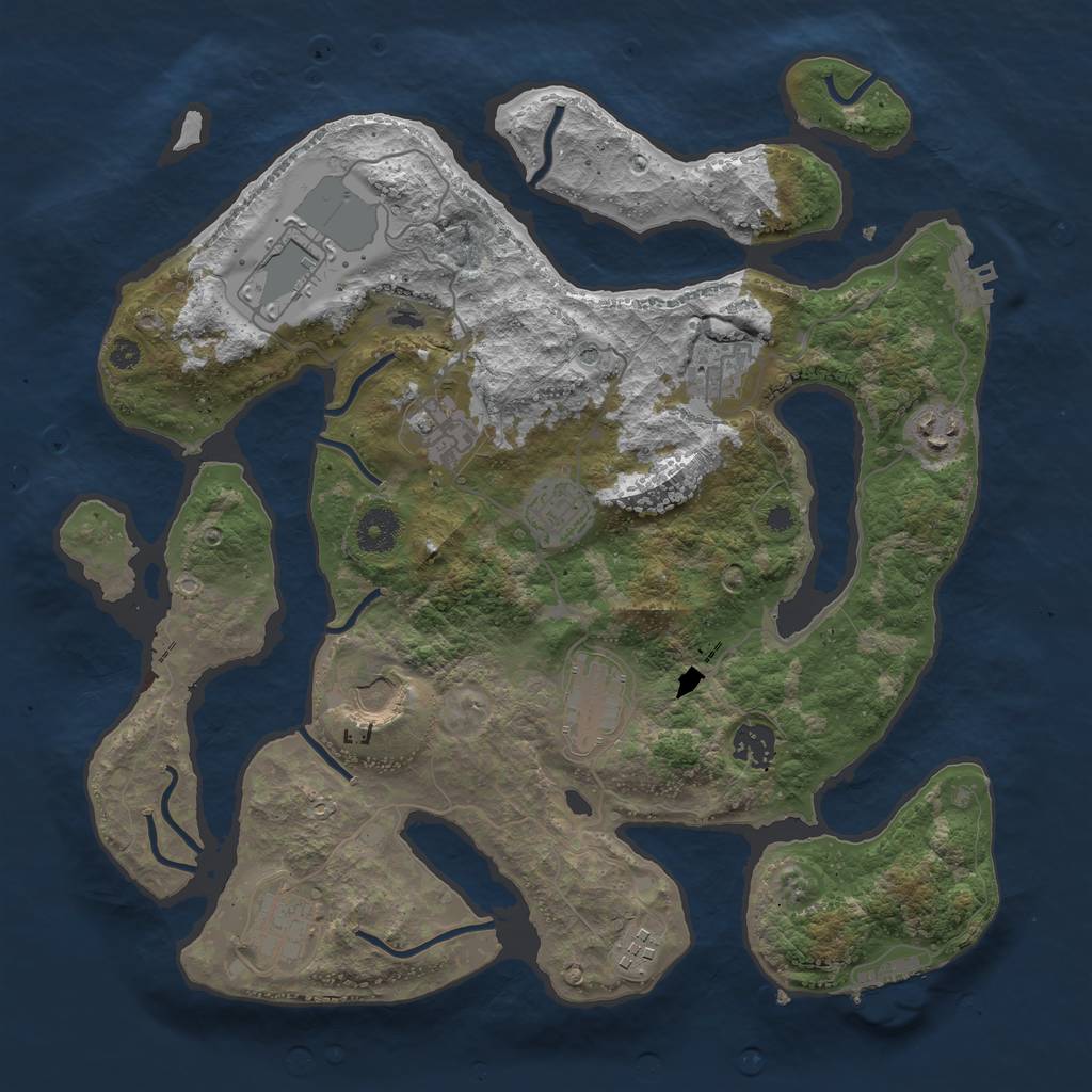 Rust Map: Procedural Map, Size: 3700, Seed: 2134689116, 15 Monuments