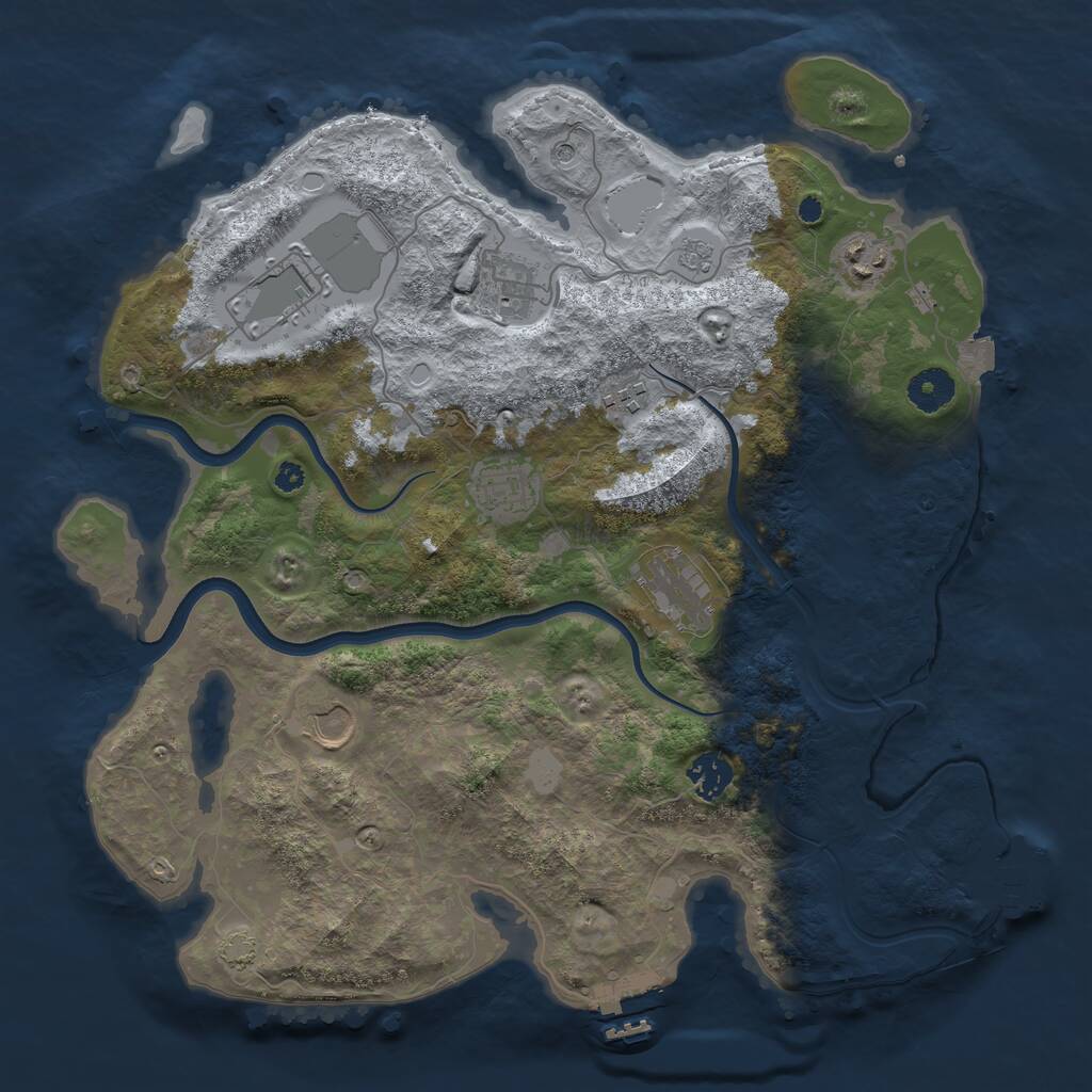Rust Map: Procedural Map, Size: 3700, Seed: 2134689116, 14 Monuments