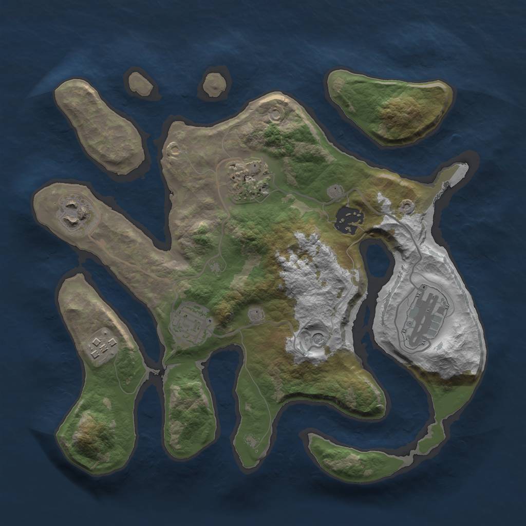 Rust Map: Barren, Size: 2800, Seed: 1517761509, 9 Monuments