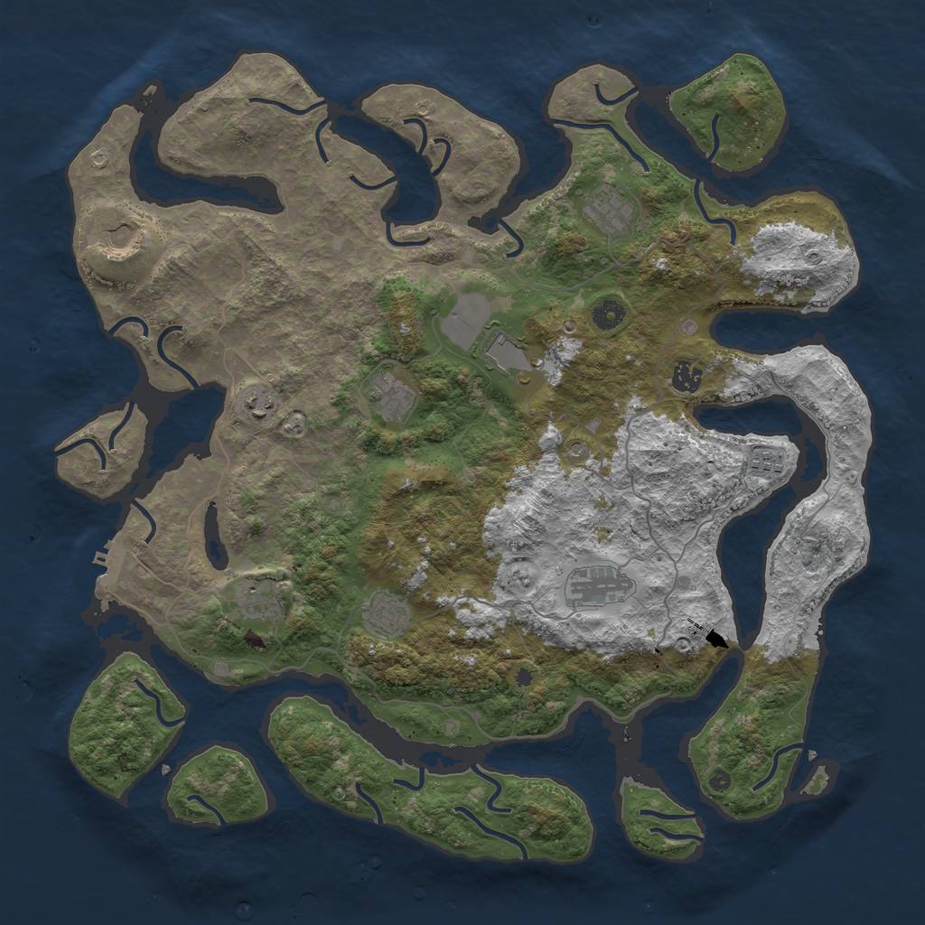 Rust Map: Procedural Map, Size: 4500, Seed: 251358172, 14 Monuments