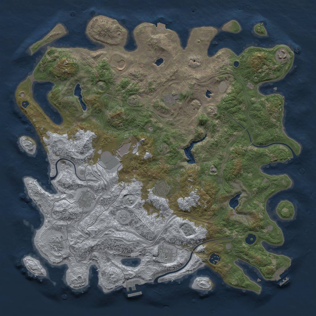 Rust Map: Procedural Map, Size: 4500, Seed: 1804691407, 16 Monuments