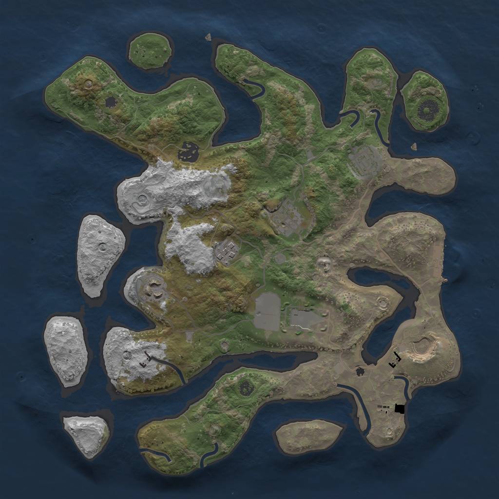 Rust Map: Procedural Map, Size: 3500, Seed: 8988789, 11 Monuments