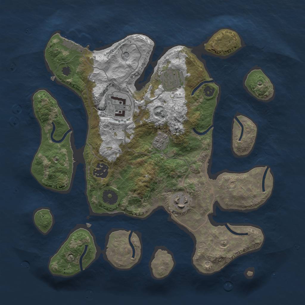 Rust Map: Procedural Map, Size: 3000, Seed: 1502974881, 9 Monuments