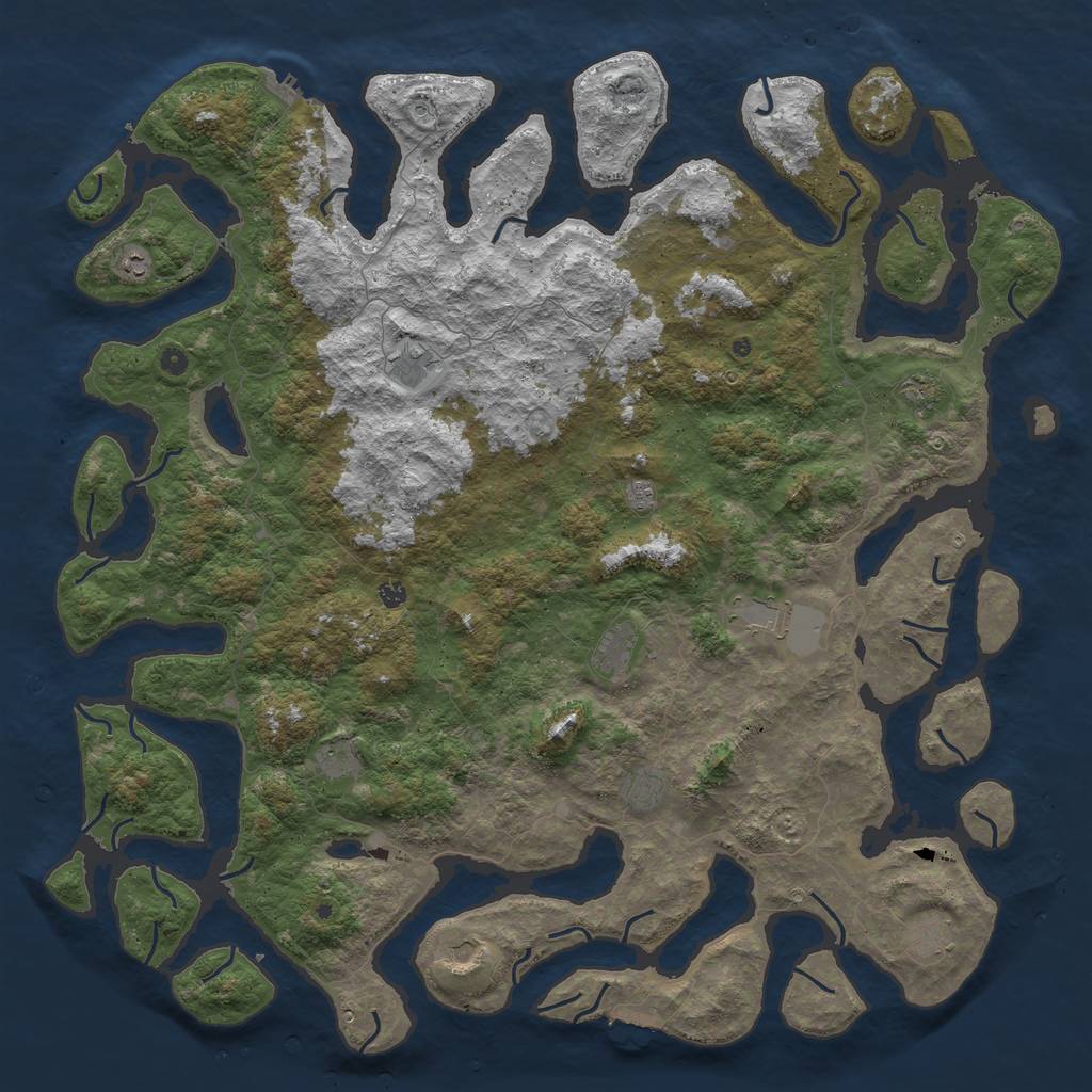 Rust Map: Procedural Map, Size: 6000, Seed: 120195571, 16 Monuments