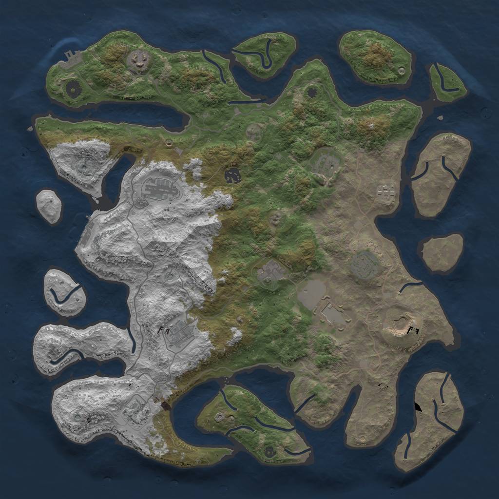 Rust Map: Procedural Map, Size: 4500, Seed: 72305, 16 Monuments
