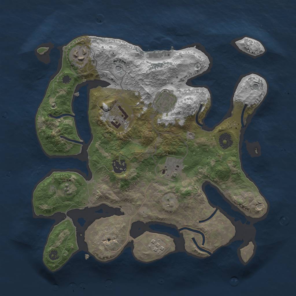 Rust Map: Procedural Map, Size: 3000, Seed: 992232, 10 Monuments