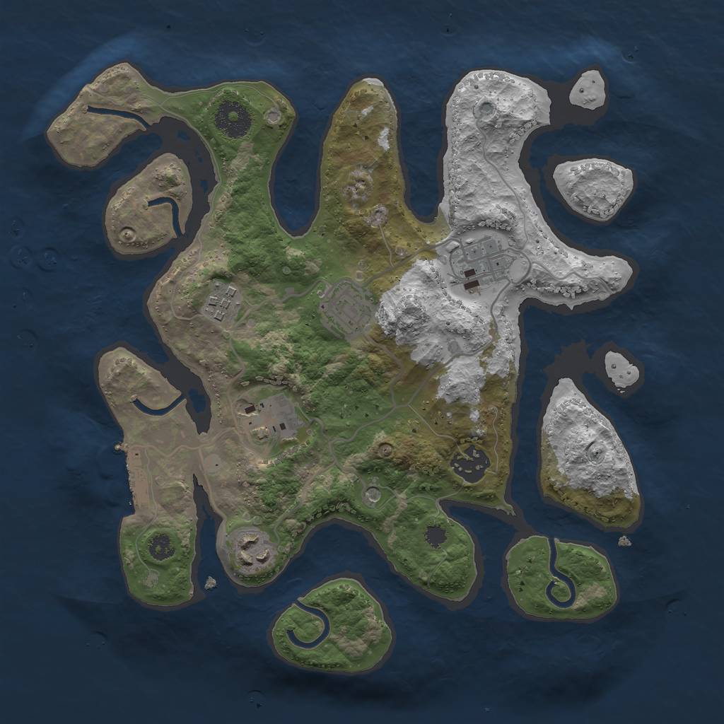 Rust Map: Procedural Map, Size: 3000, Seed: 265777, 10 Monuments