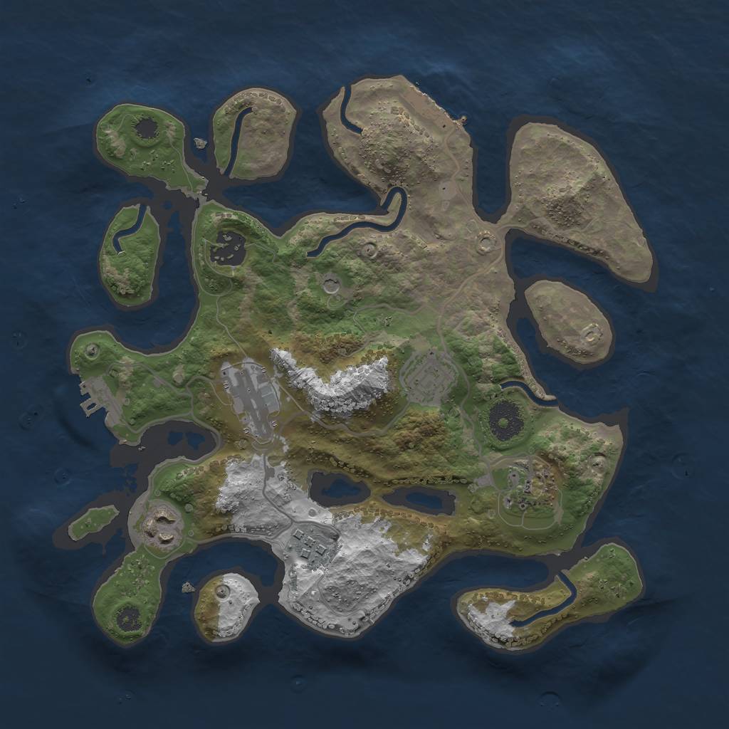 Rust Map: Procedural Map, Size: 3000, Seed: 331789028, 11 Monuments