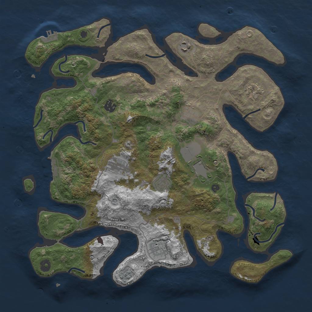 Rust Map: Procedural Map, Size: 4000, Seed: 7843, 14 Monuments