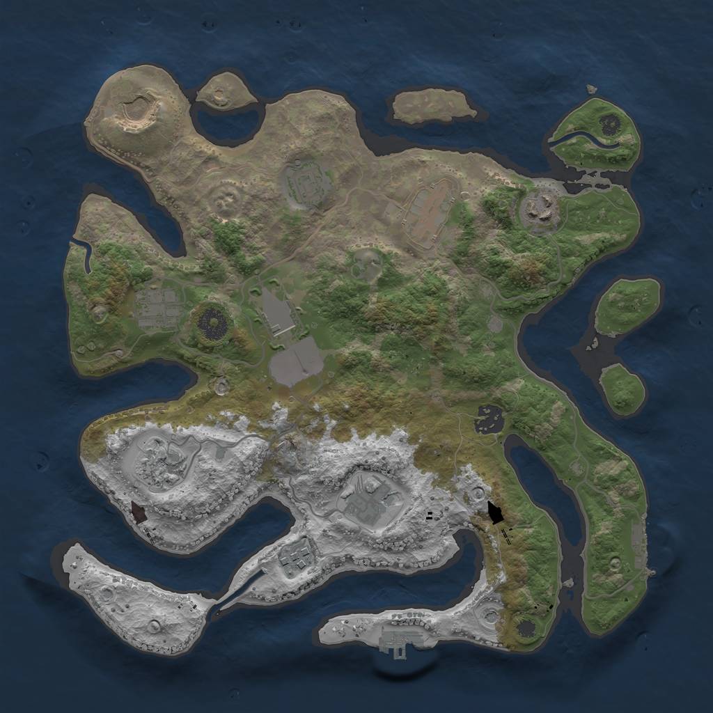 Rust Map: Procedural Map, Size: 3500, Seed: 1993154561, 15 Monuments
