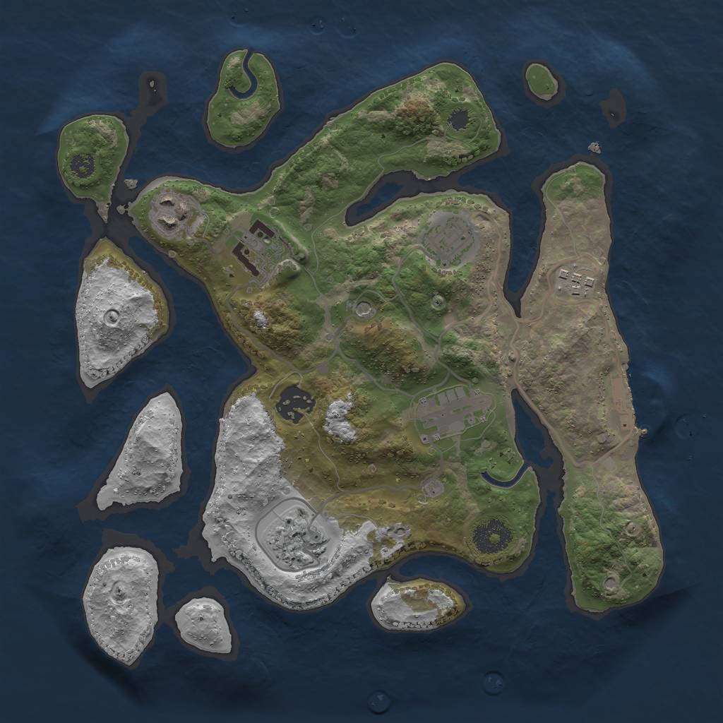 Rust Map: Procedural Map, Size: 3000, Seed: 674808680, 11 Monuments