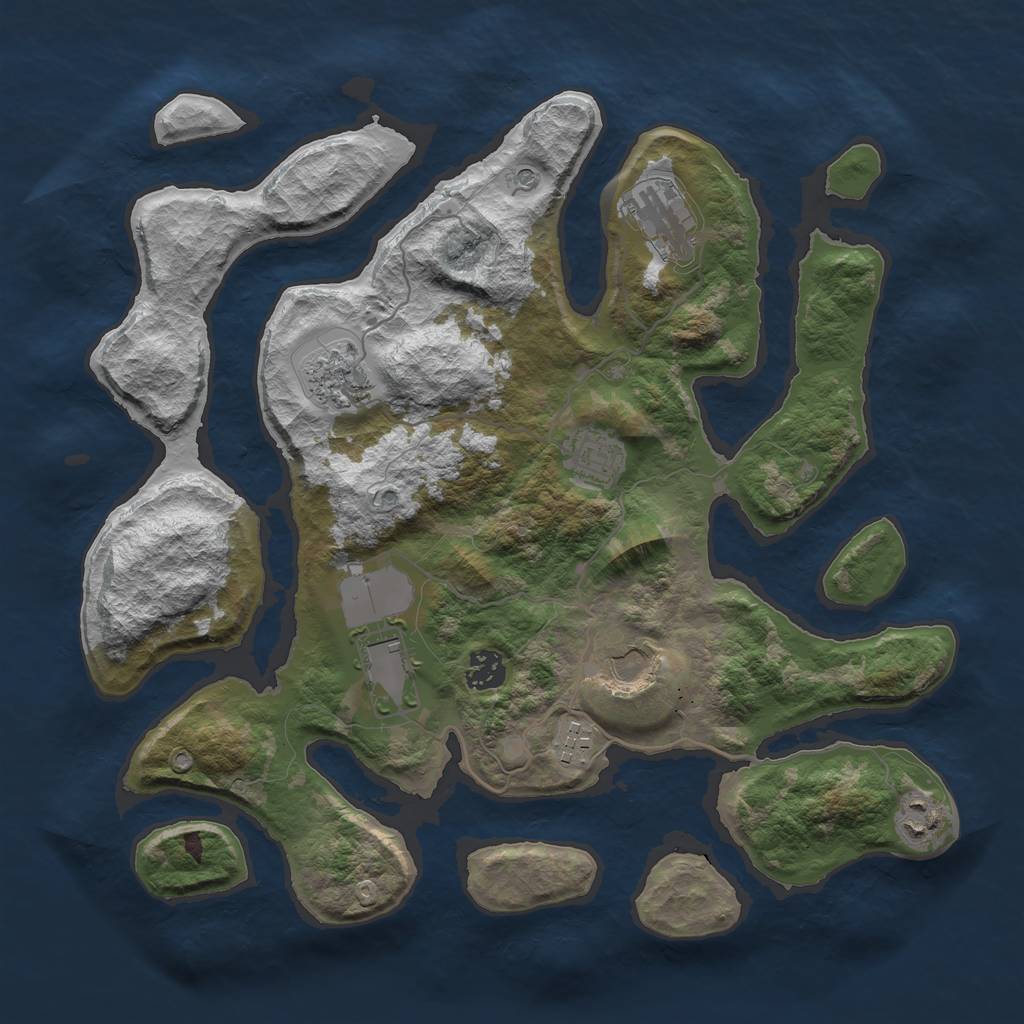 Rust Map: Barren, Size: 3700, Seed: 965386694, 11 Monuments