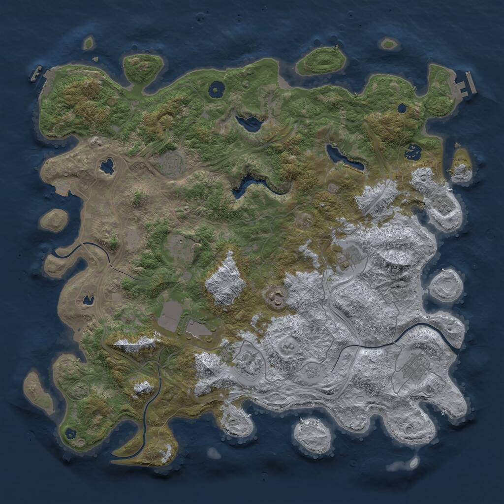 Rust Map: Procedural Map, Size: 4500, Seed: 4765241, 14 Monuments