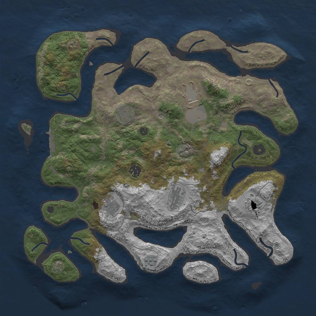 Rust Map: Procedural Map, Size: 4000, Seed: 124493768, 11 Monuments