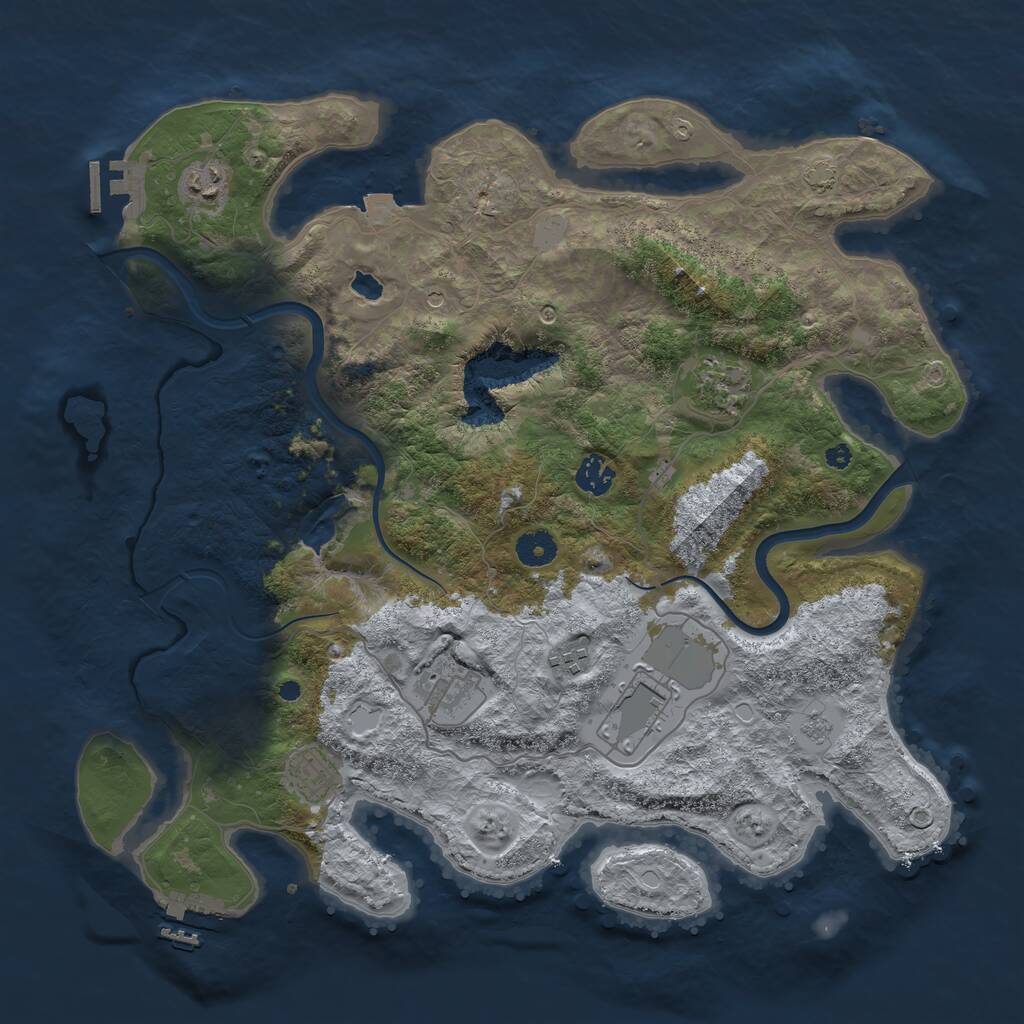 Rust Map: Procedural Map, Size: 4000, Seed: 124493768, 13 Monuments