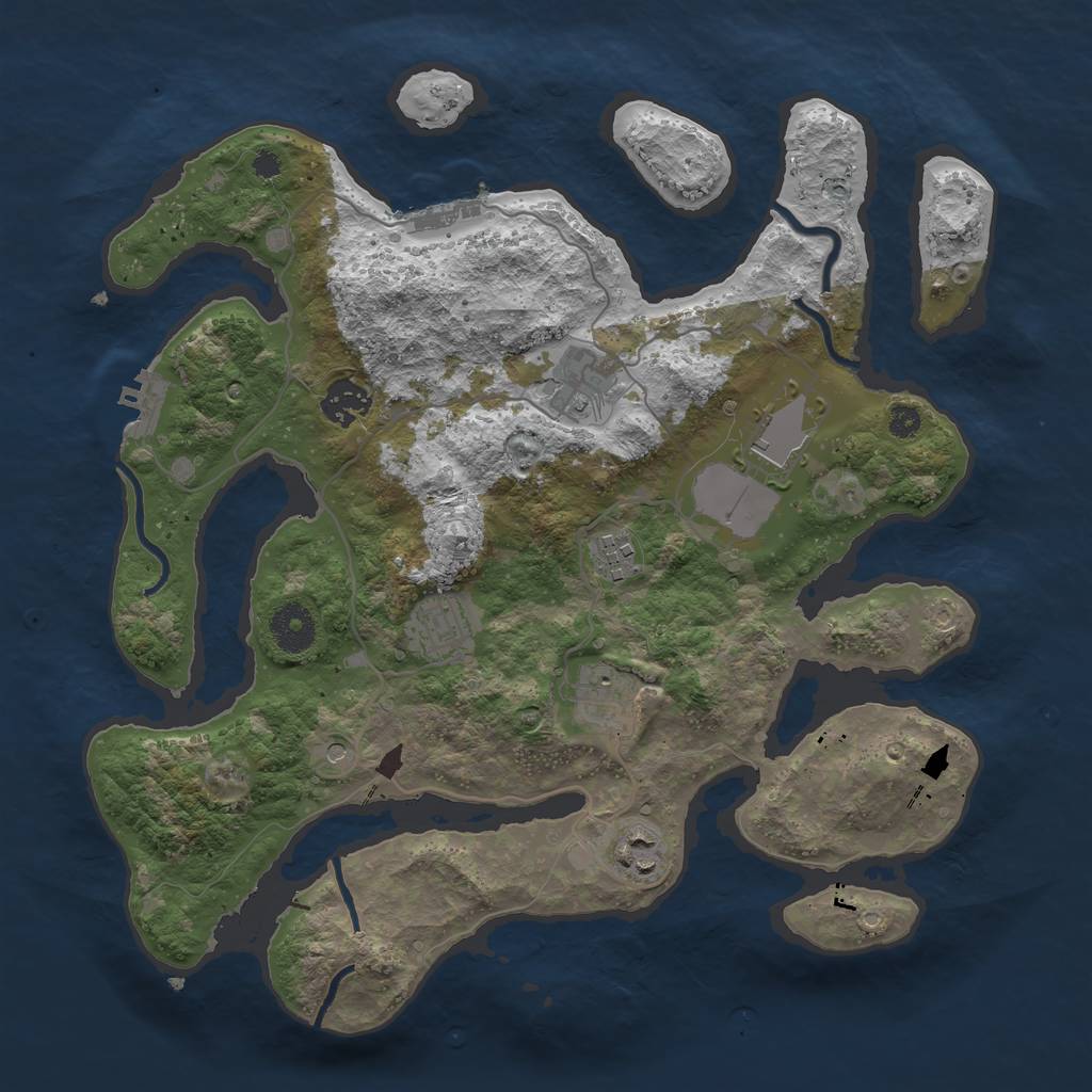 Rust Map: Procedural Map, Size: 3500, Seed: 1288243, 12 Monuments