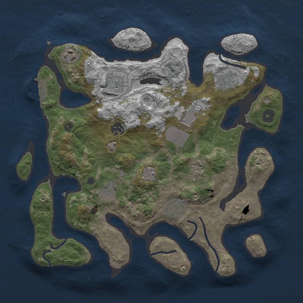 Rust Map: Procedural Map, Size: 3500, Seed: 3555, 13 Monuments