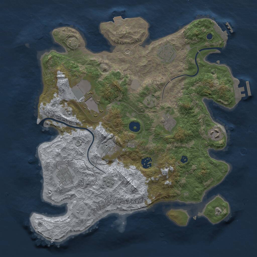 Rust Map: Procedural Map, Size: 3500, Seed: 1333041082, 14 Monuments