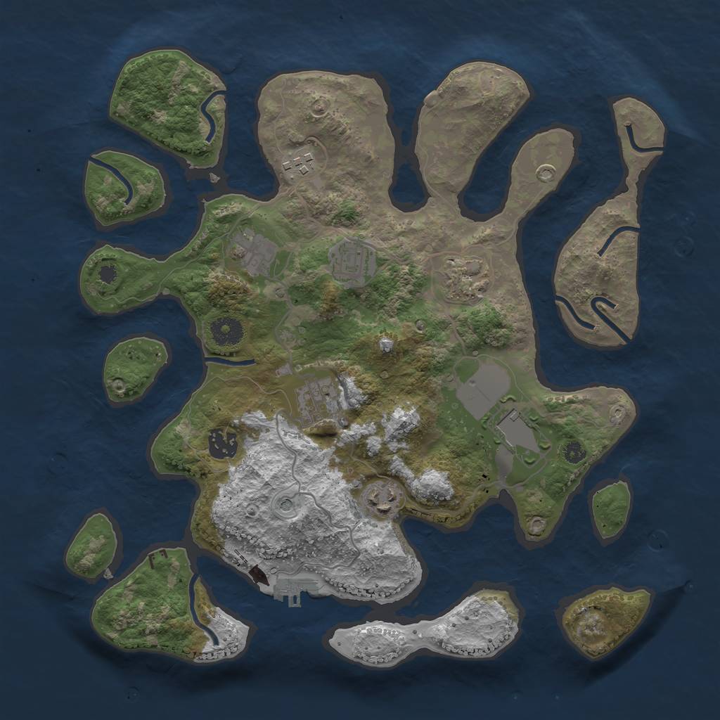 Rust Map: Procedural Map, Size: 3500, Seed: 11778116, 12 Monuments