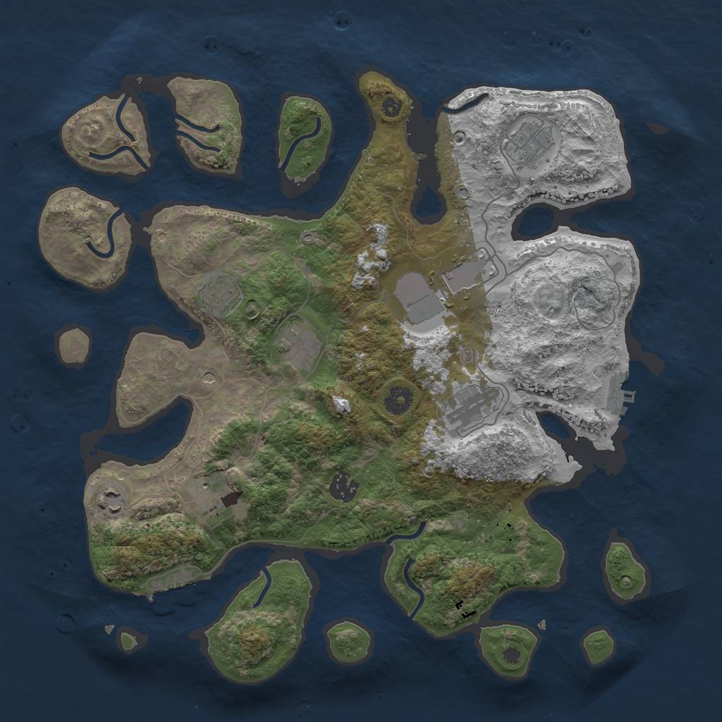 Rust Map: Procedural Map, Size: 3750, Seed: 1619184397, 13 Monuments