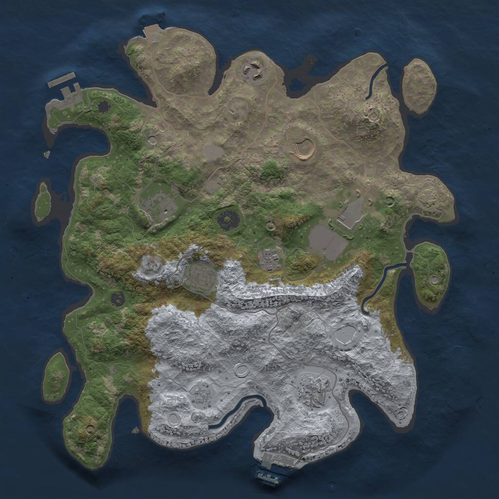 Rust Map: Procedural Map, Size: 3500, Seed: 20210718, 13 Monuments