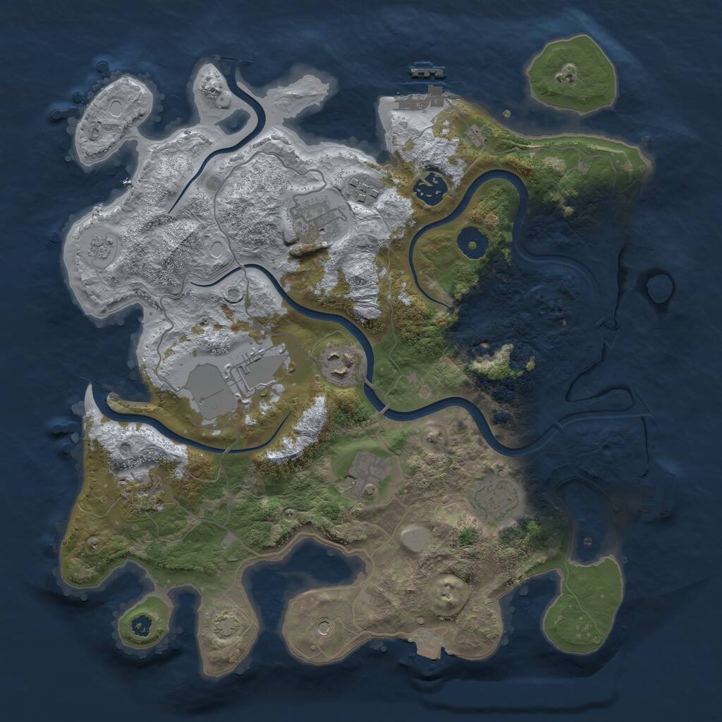 Rust Map: Procedural Map, Size: 3500, Seed: 838383, 14 Monuments