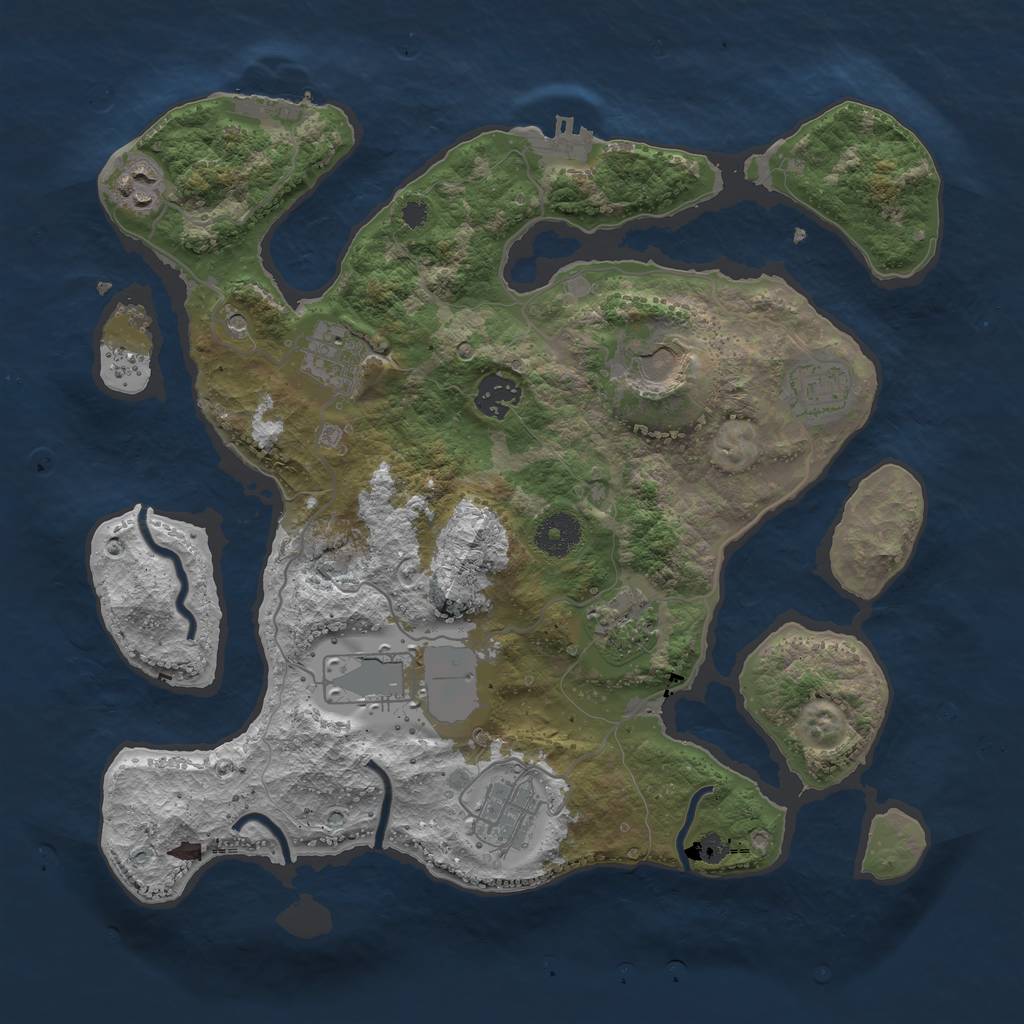 Rust Map: Procedural Map, Size: 3500, Seed: 1844012635, 13 Monuments